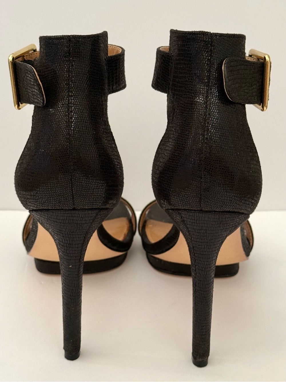 Calvin Klein Black Ankle Strap Heels Approx. Sz 8.5 Size Missing - Picture 5 of 12